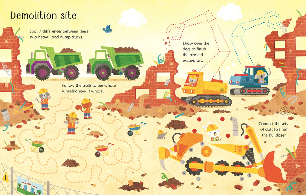 Wipe-Clean Building Site Activities – Carte de activități pentru copii 3+ ani, Usborne