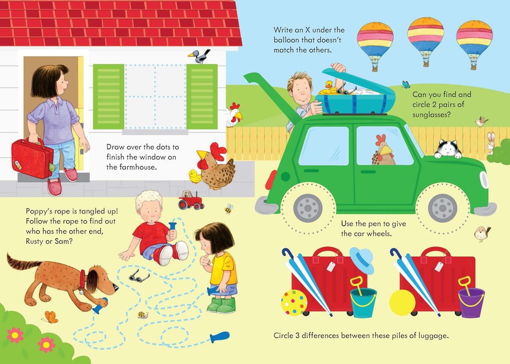 Poppy and Sam's Wipe-Clean Summer Activities – Carte de activități pentru copii 3+ ani, Usborne