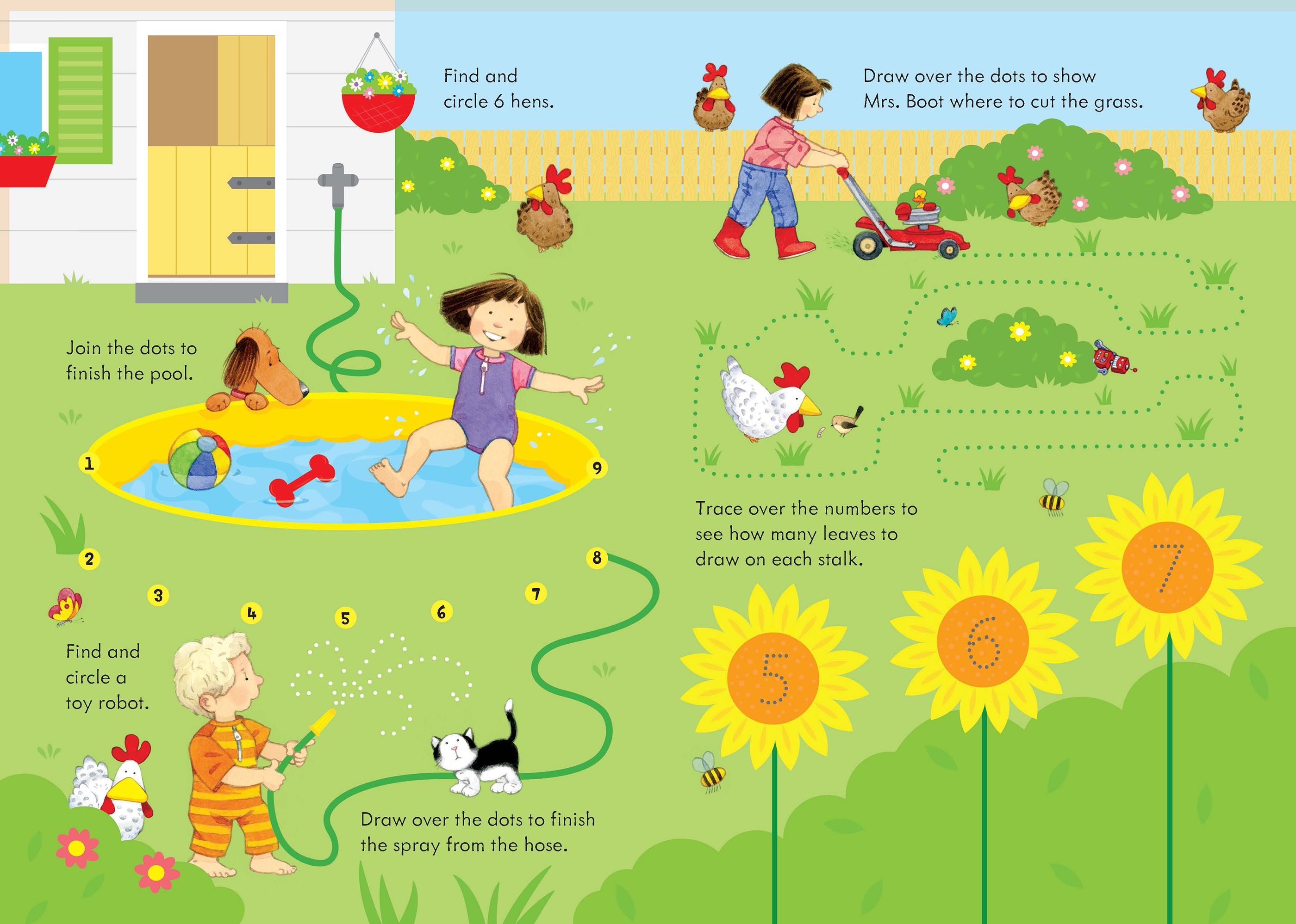 Poppy and Sam's Wipe-Clean Summer Activities – Carte de activități pentru copii 3+ ani, Usborne