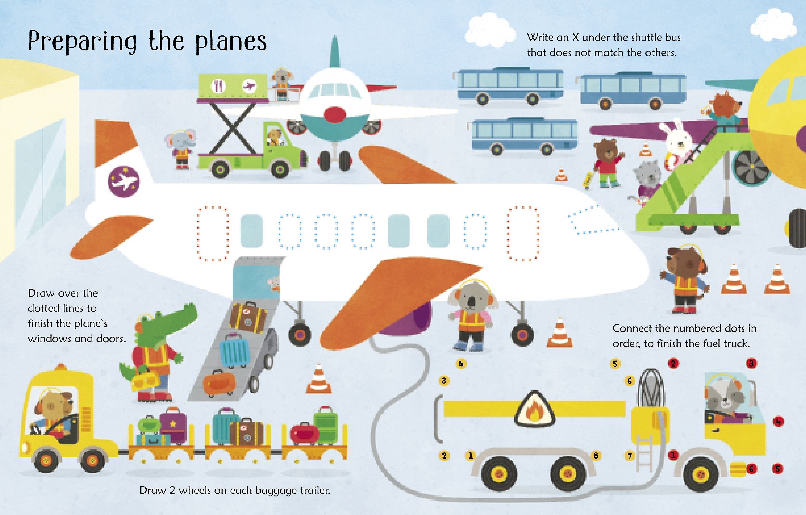 Wipe-Clean Airport Activities – Carte de activități pentru copii 3+ ani, Usborne