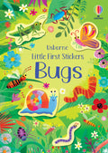 Coperta cărții „Little First Stickers Bugs” – carte cu stickere Usborne pentru copii 3+ ani