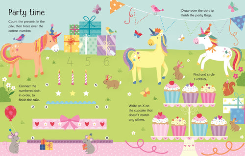Wipe-Clean Unicorn Activities – Carte de activități pentru copii 3+ ani, Usborne