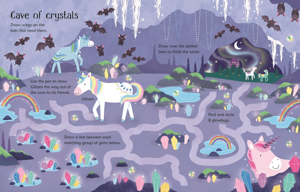Wipe-Clean Unicorn Activities – Carte de activități pentru copii 3+ ani, Usborne