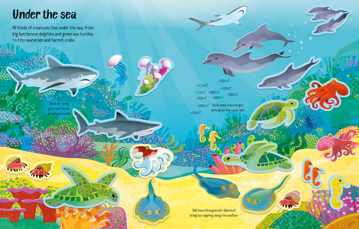 First Sticker Book Wild Animals – Carte cu 150 de stickere pentru copii 3+ ani, Usborne