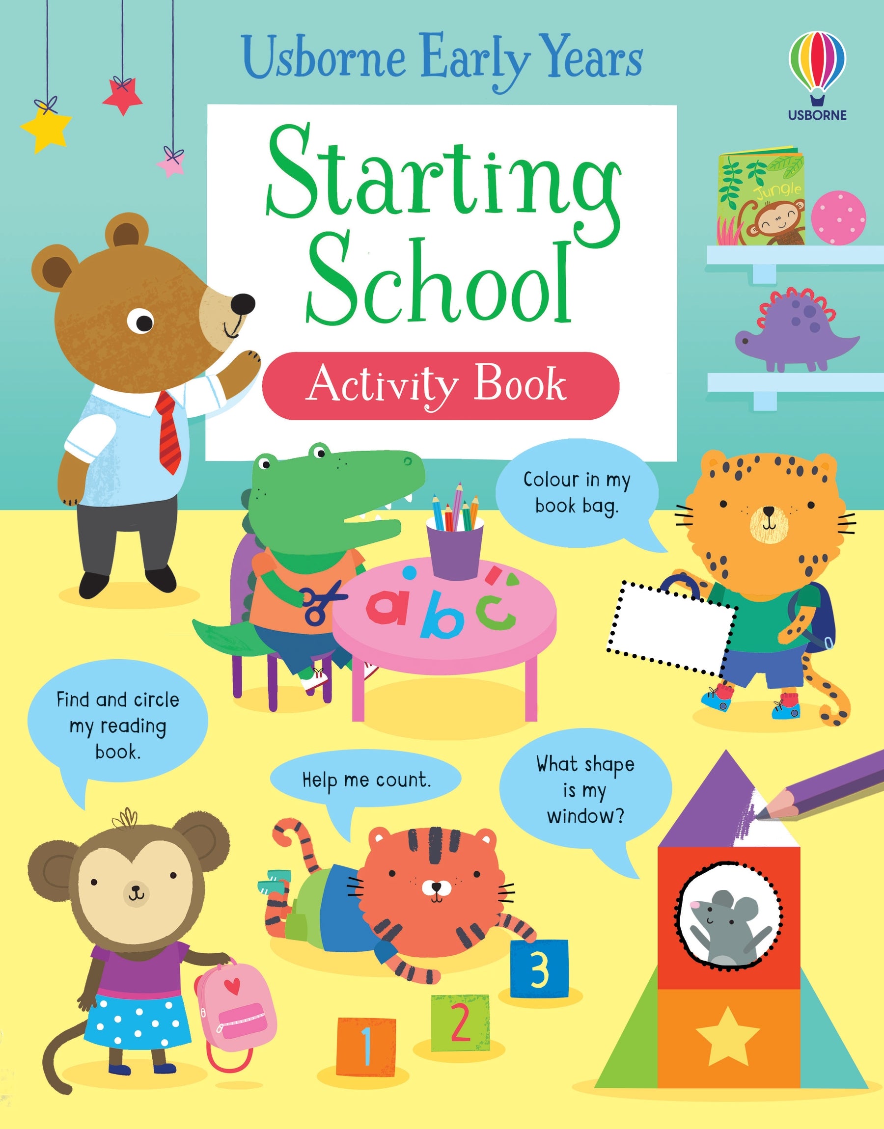 Coperta cărții „Starting School Activity Book” – carte cu activități Usborne pentru copii 3+ ani