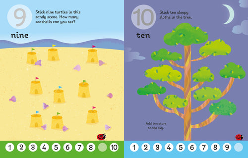 First Sticker Book 123 – Carte cu stickere pentru copii 3+ ani, Usborne