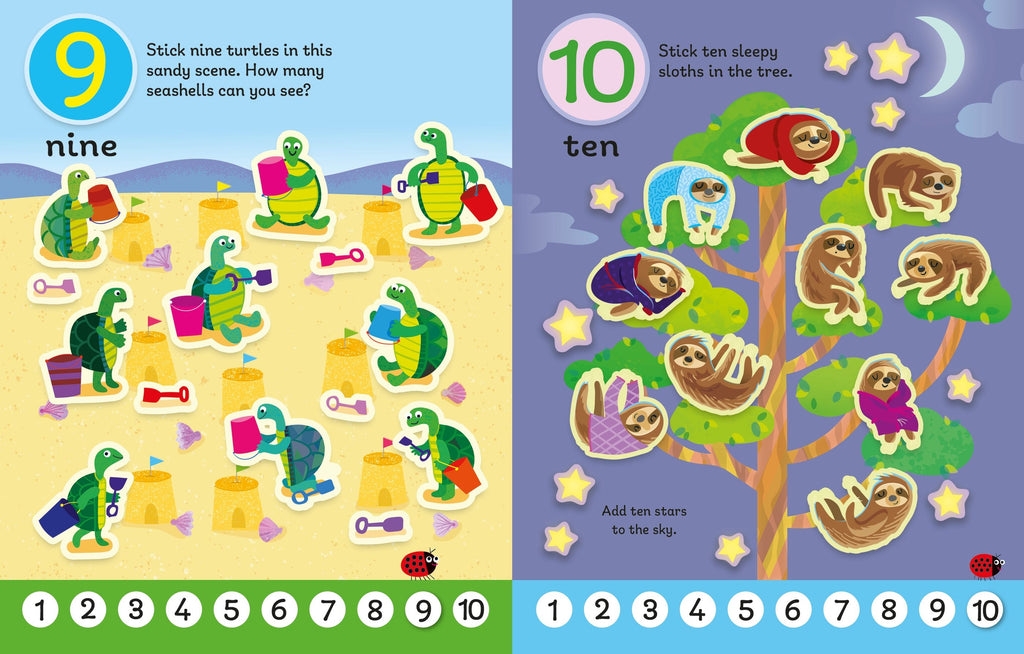 First Sticker Book 123 – Carte cu stickere pentru copii 3+ ani, Usborne