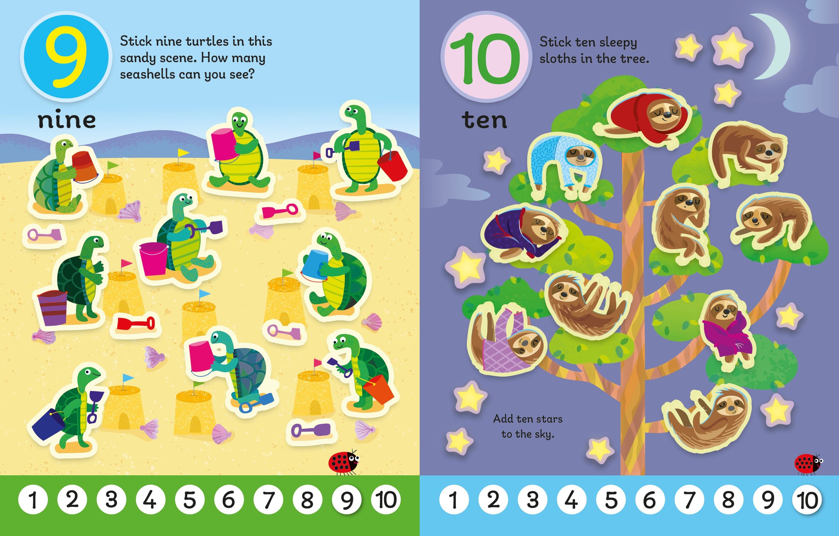 First Sticker Book 123 – Carte cu stickere pentru copii 3+ ani, Usborne