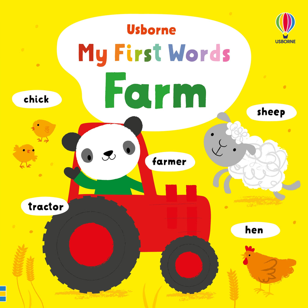 Coperta cărții „My First Words Farm” – carte cu primele cuvinte Usborne pentru copii 1+ ani