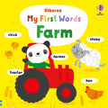 Coperta cărții „My First Words Farm” – carte cu primele cuvinte Usborne pentru copii 1+ ani