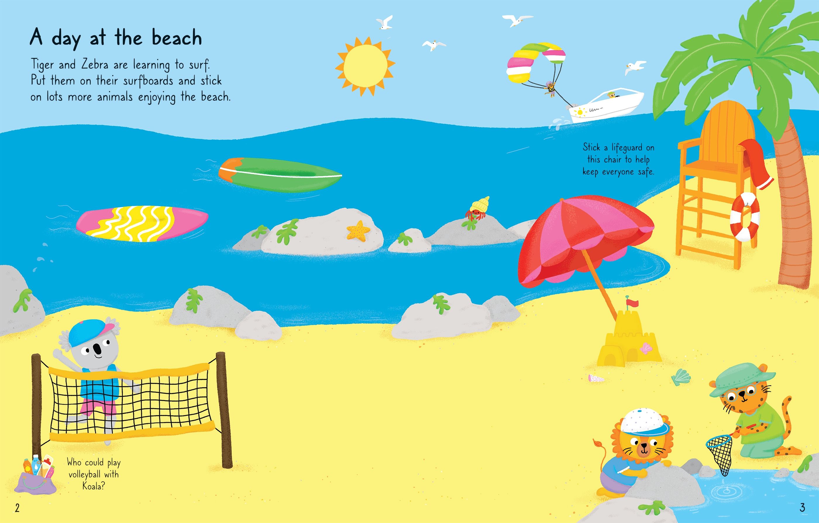 First Sticker Book Summer – Carte cu stickere pentru copii 3+ ani, Usborne