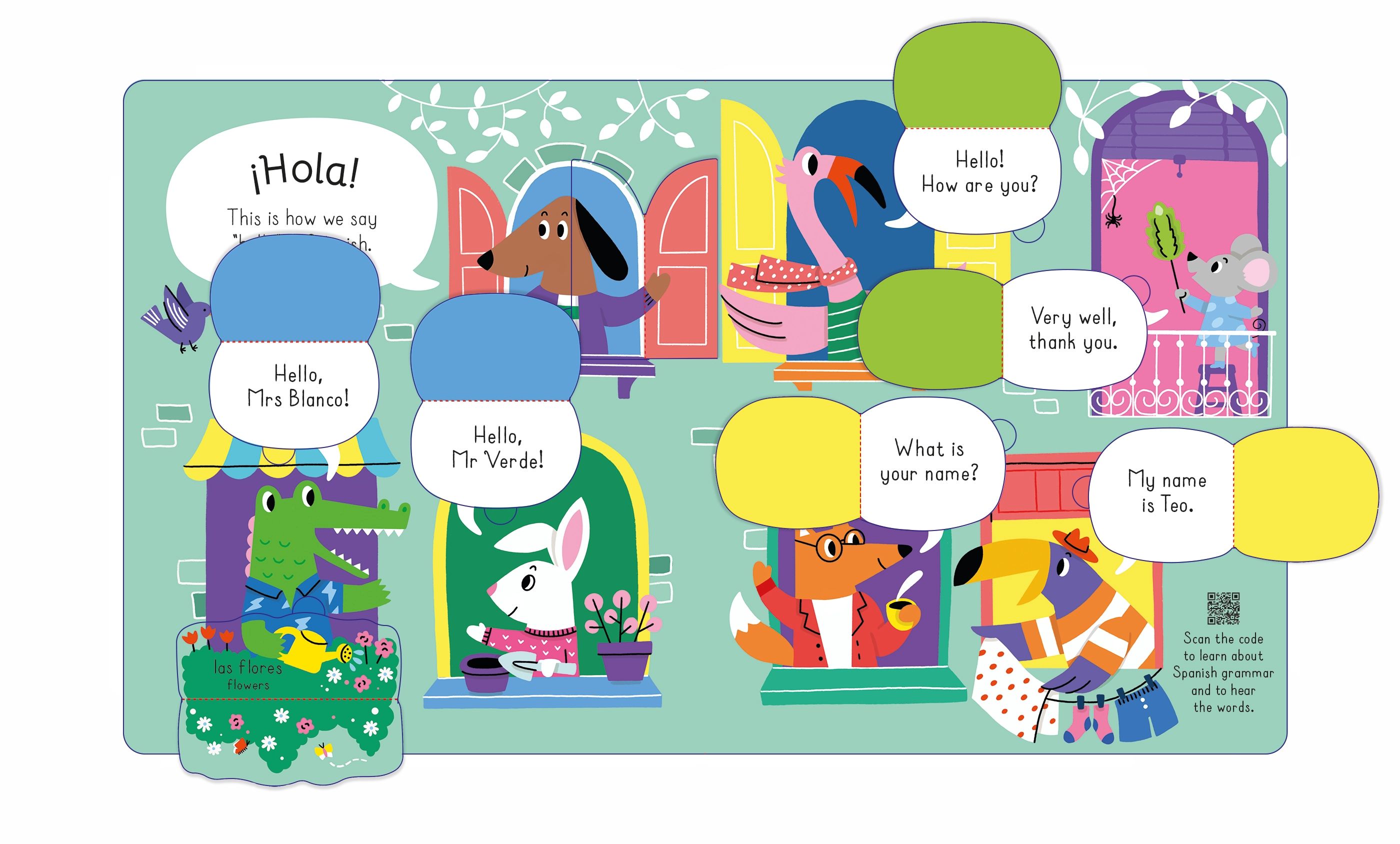 Lift-the-flap First Spanish – Carte cu clapete pentru copii 4+ ani, Usborne