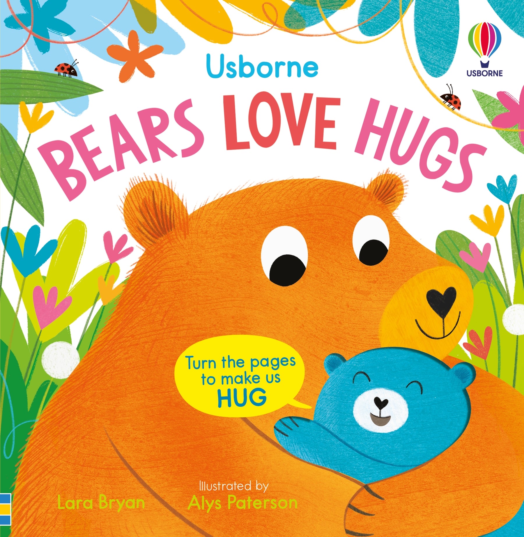 Coperta cărții „Bears Love Hugs” – carte cartonată Usborne pentru copii 1+ ani