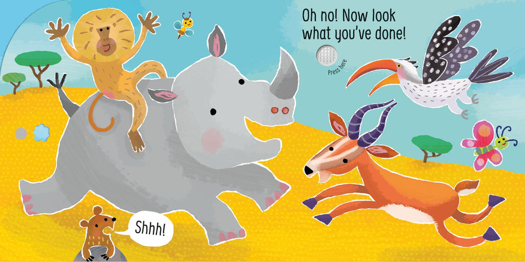 Don't Tickle the Rhino! – Carte cu sunete pentru copii 6+ luni, Usborne