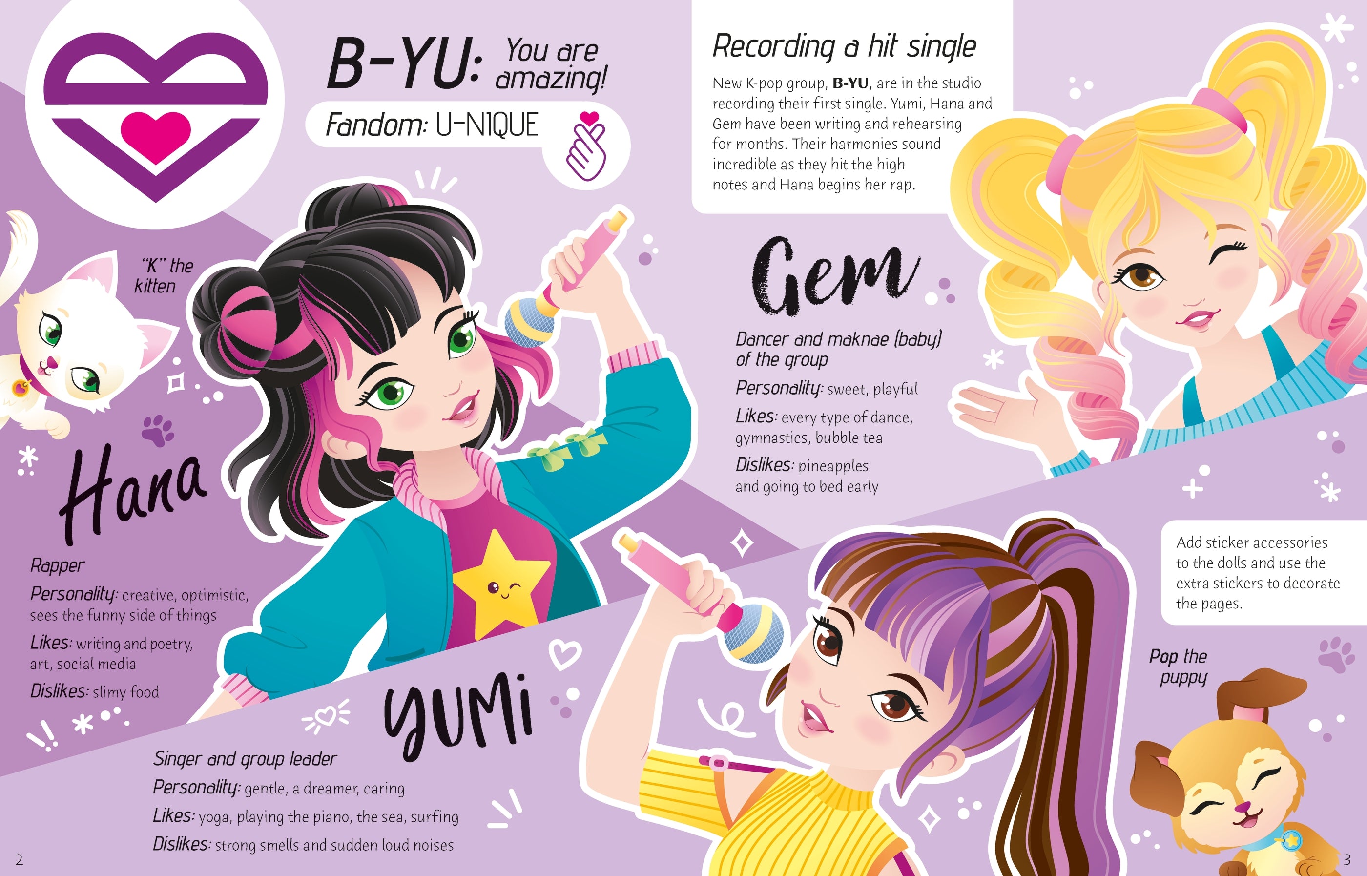 Detaliu din cartea „Sticker Dolly Dressing K-POP”, Usborne – imaginea 3