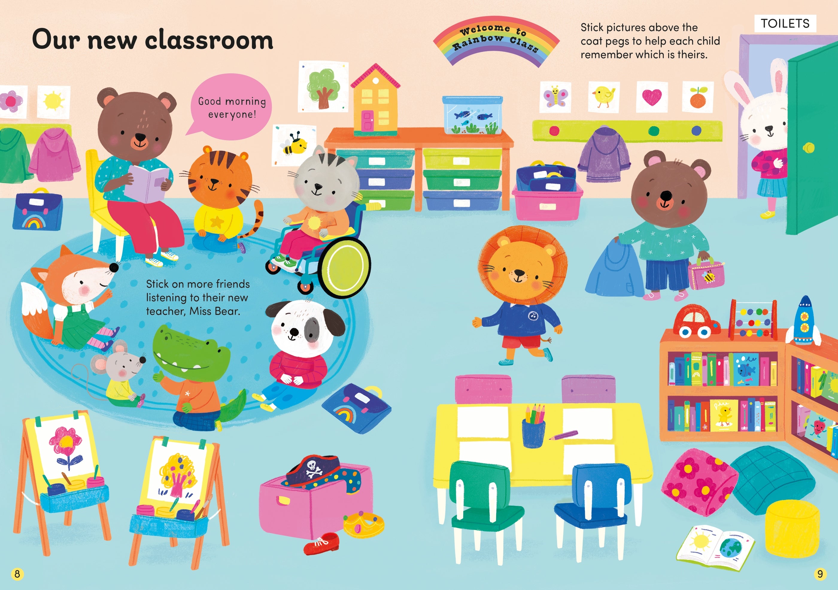 Detaliu din cartea „First Day at School Sticker Book”, Usborne – imaginea 3