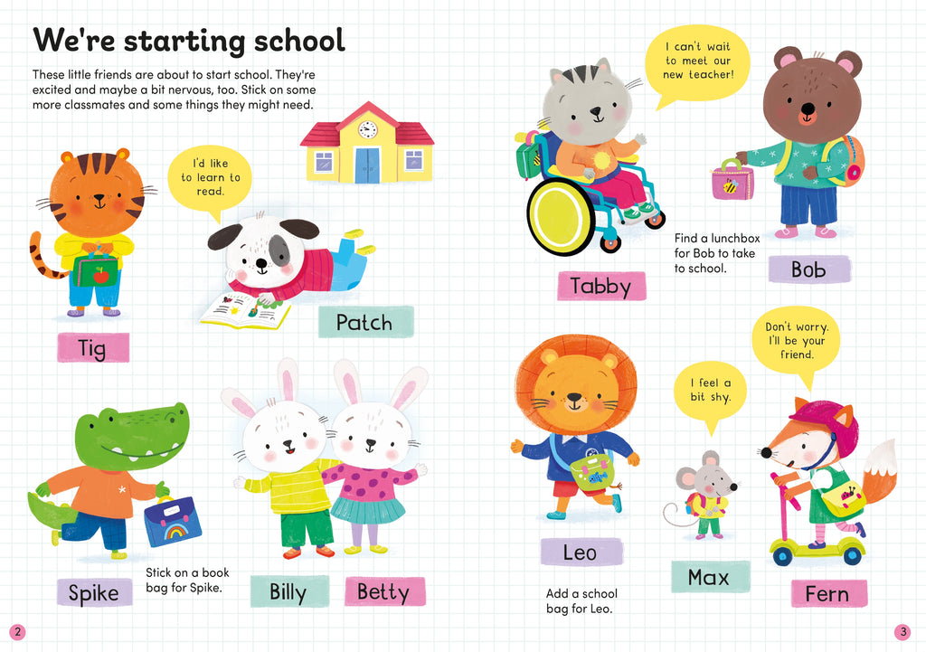 Detaliu din cartea „First Day at School Sticker Book”, Usborne – imaginea 4