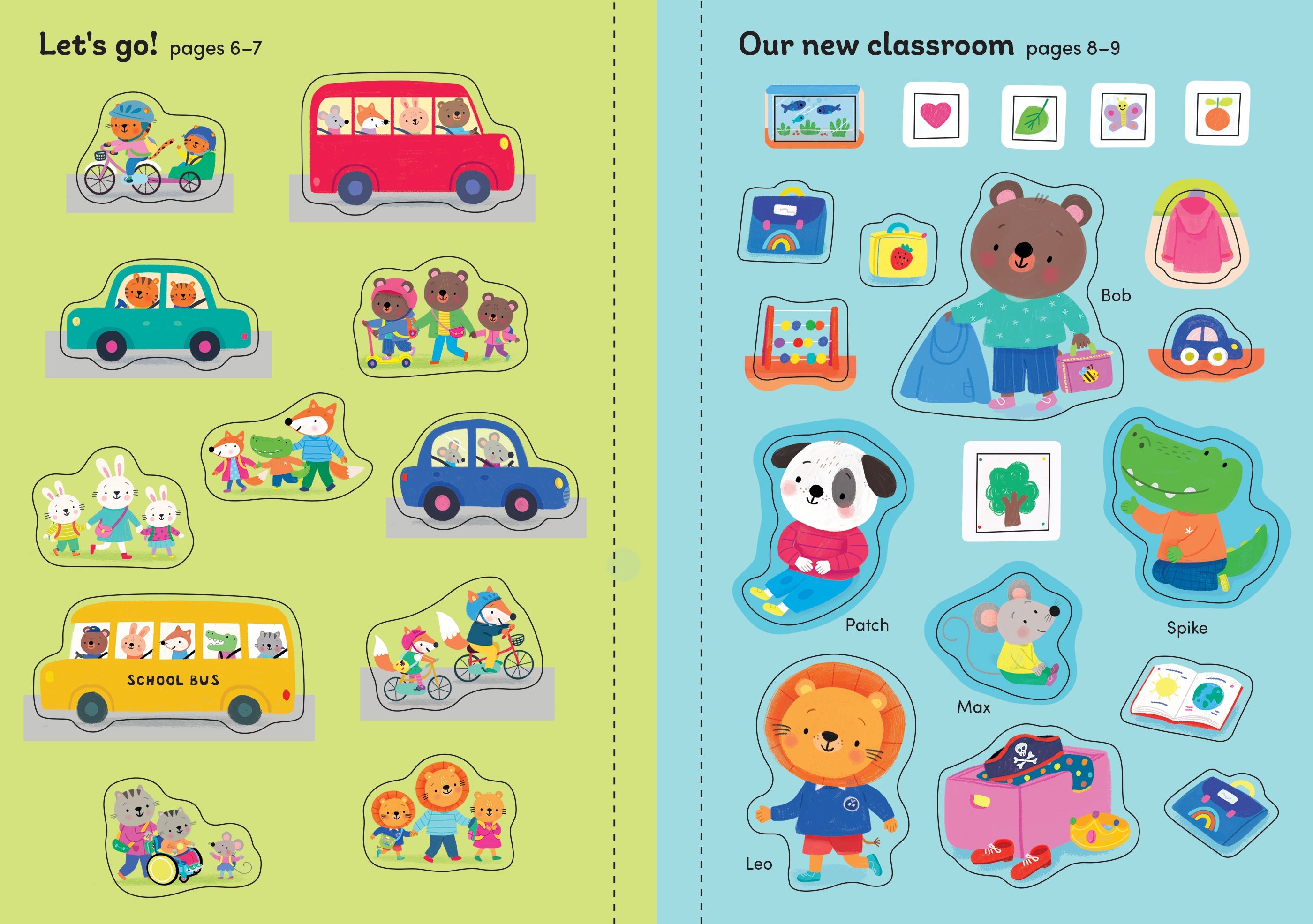 Detaliu din cartea „First Day at School Sticker Book”, Usborne – imaginea 5