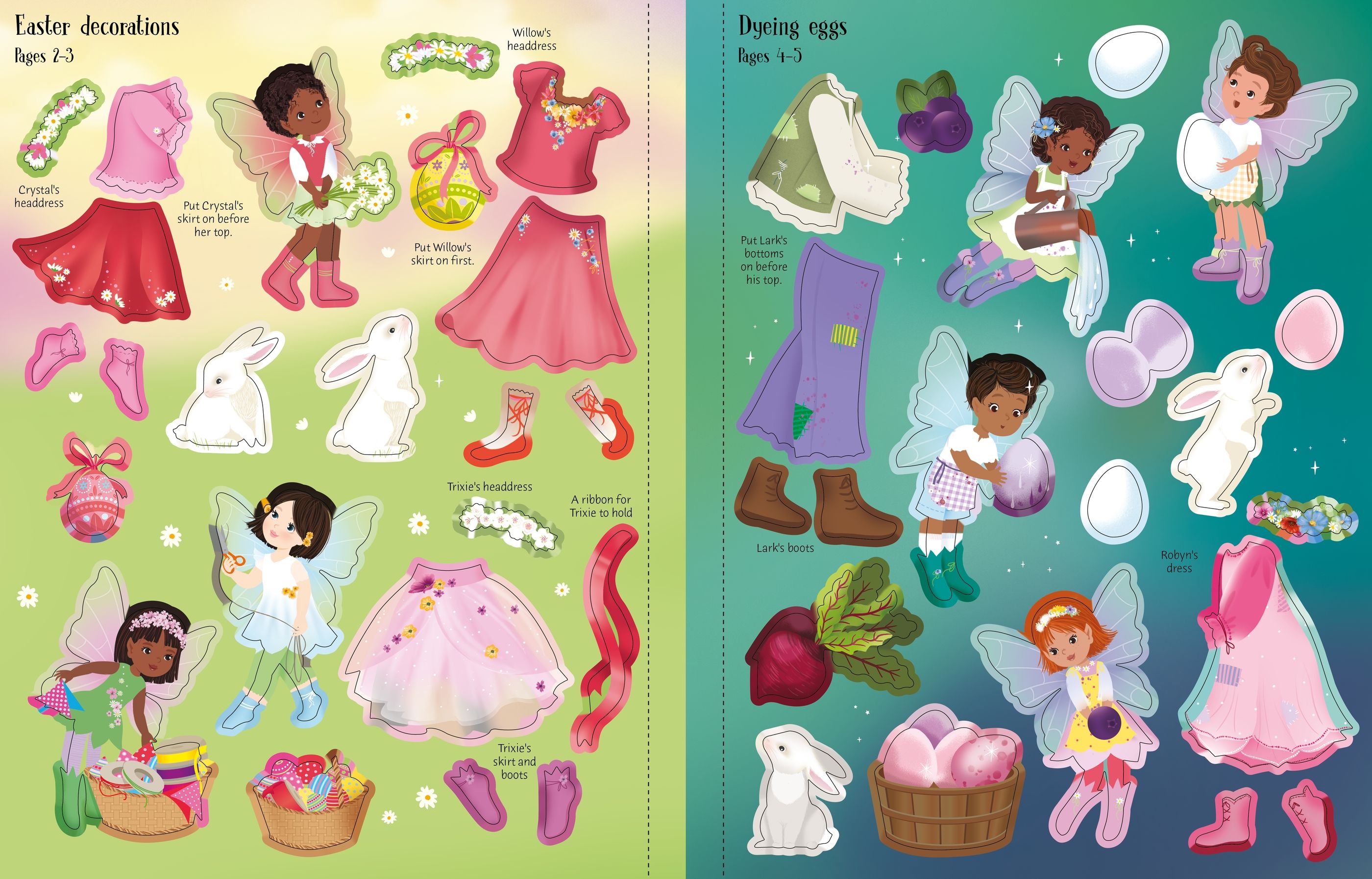 Sticker Dolly Dressing Easter Party – Carte cu stickere pentru copii 5+ ani, Usborne