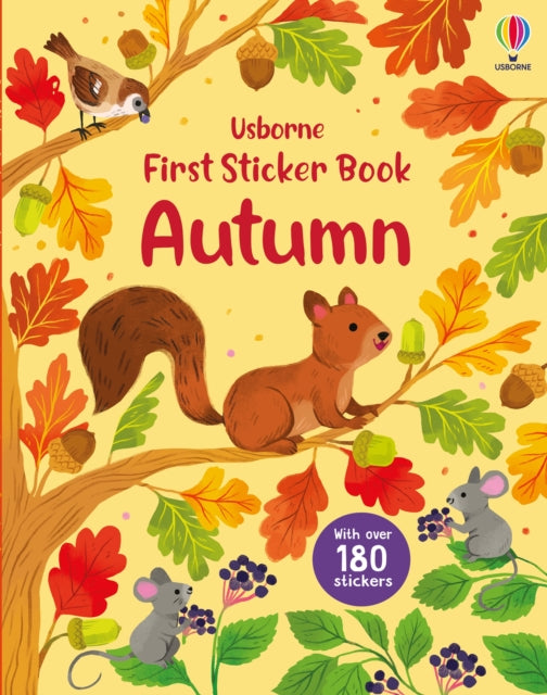 Coperta cărții „First Sticker Book Autumn” – carte cu stickere Usborne pentru copii 3+ ani
