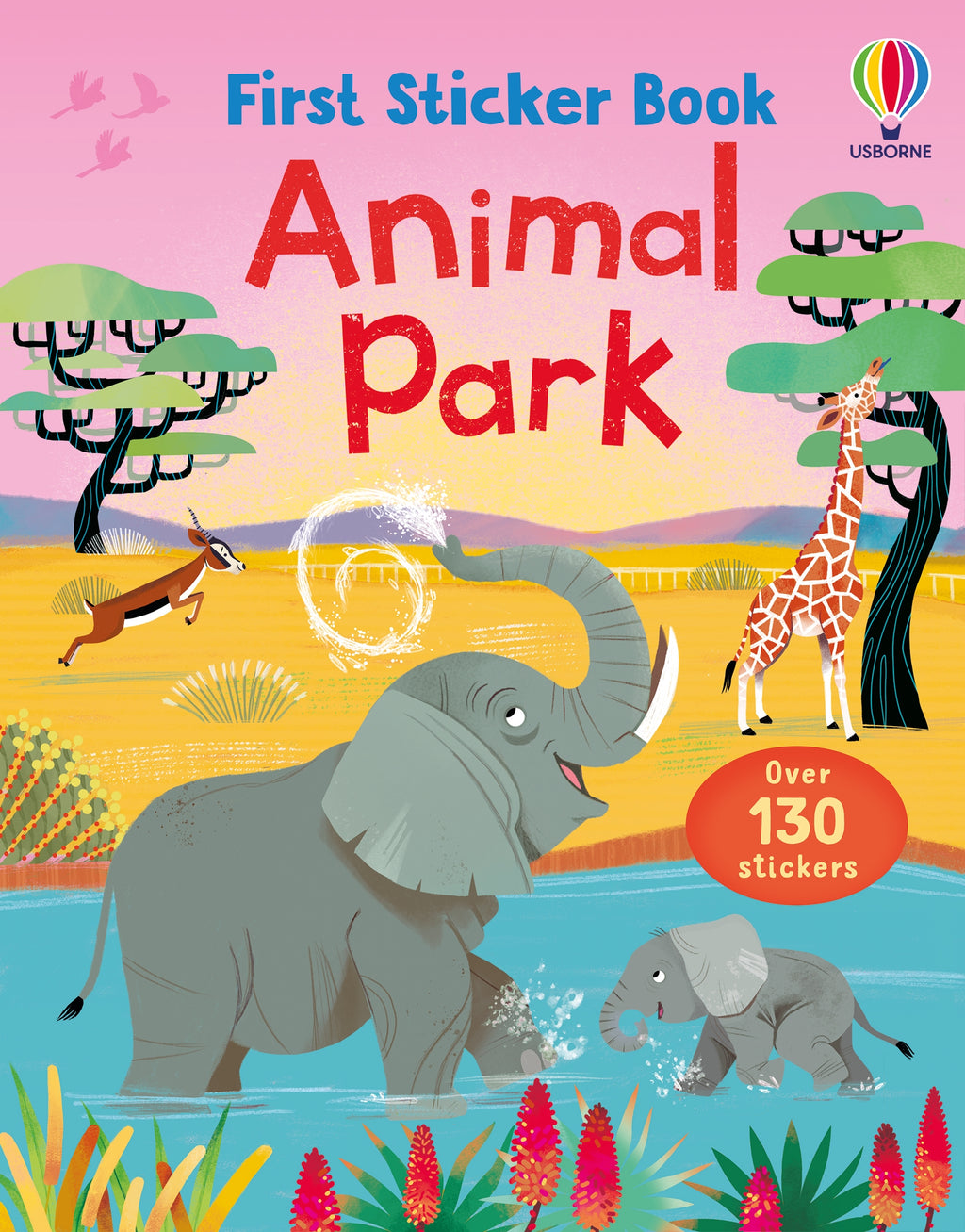 Coperta cărții „First Sticker Book Animal Park” – carte cu stickere Usborne pentru copii 3+ ani