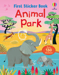 Coperta cărții „First Sticker Book Animal Park” – carte cu stickere Usborne pentru copii 3+ ani