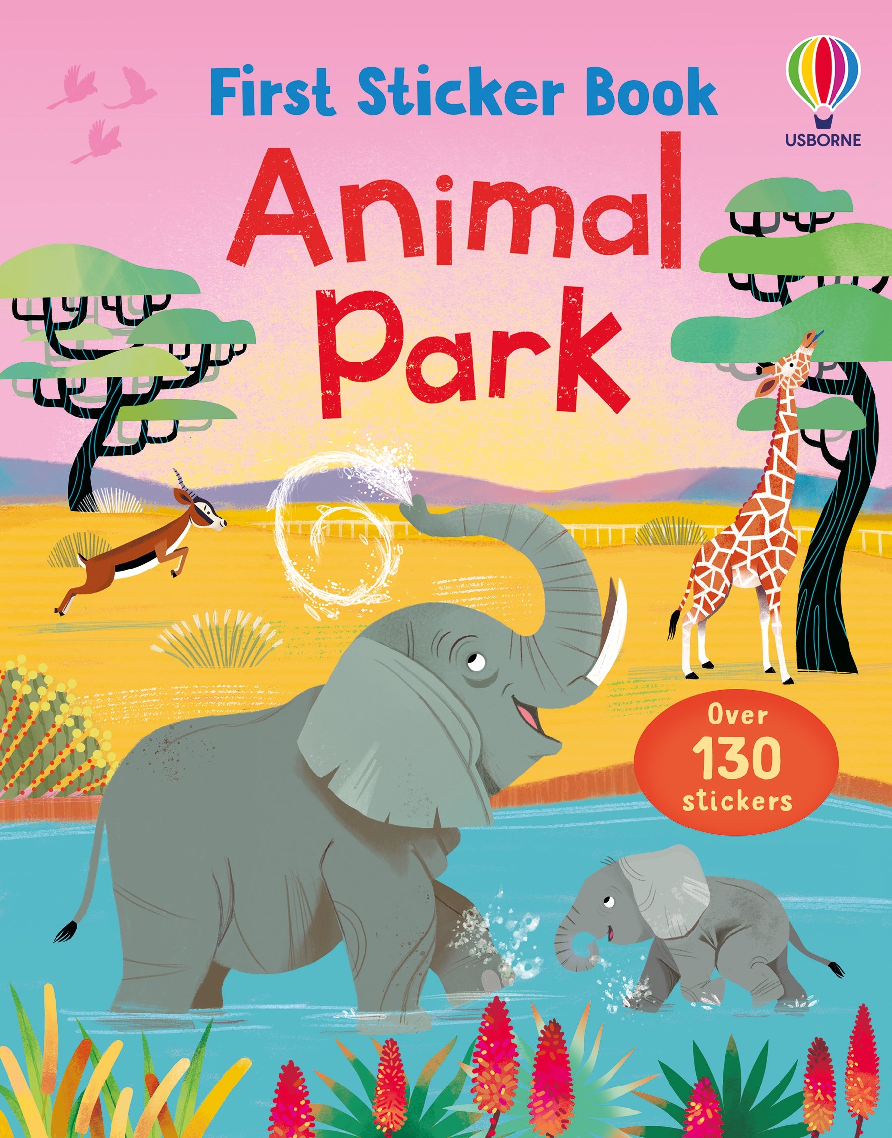 Coperta cărții „First Sticker Book Animal Park” – carte cu stickere Usborne pentru copii 3+ ani
