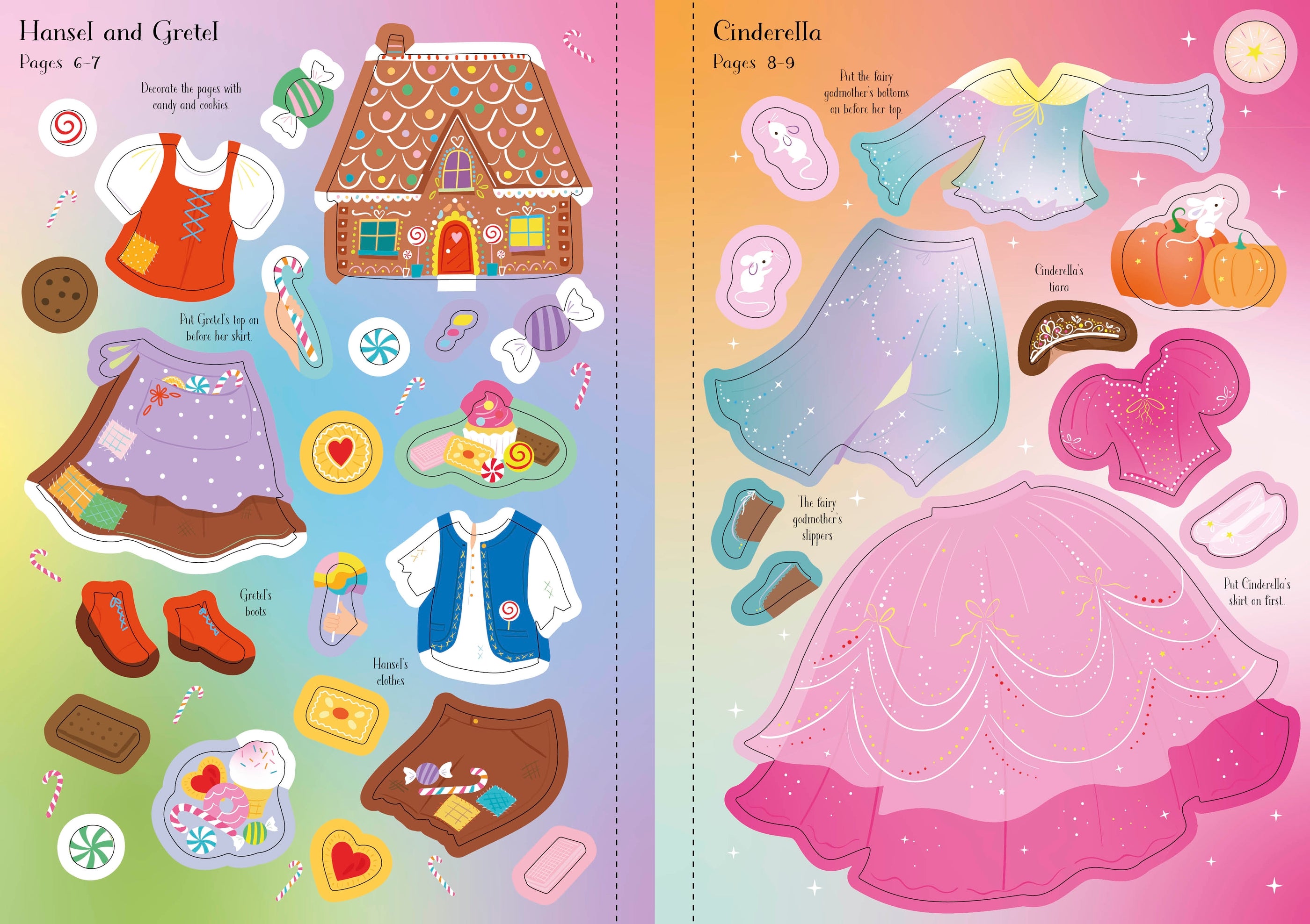 Detaliu din cartea „Little Sticker Dolly Dressing Fairy Tales”, Usborne – imaginea 7