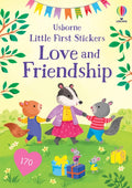 Coperta cărții „Little First Stickers Love and Friendship” – carte cu stickere Usborne pentru copii 3+ ani