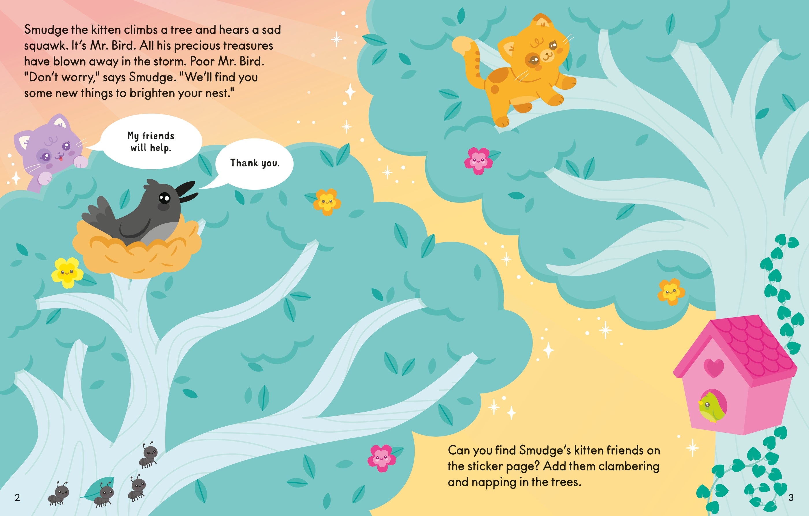 Detaliu din cartea „Cute Stickers Kittens”, Usborne – imaginea 3