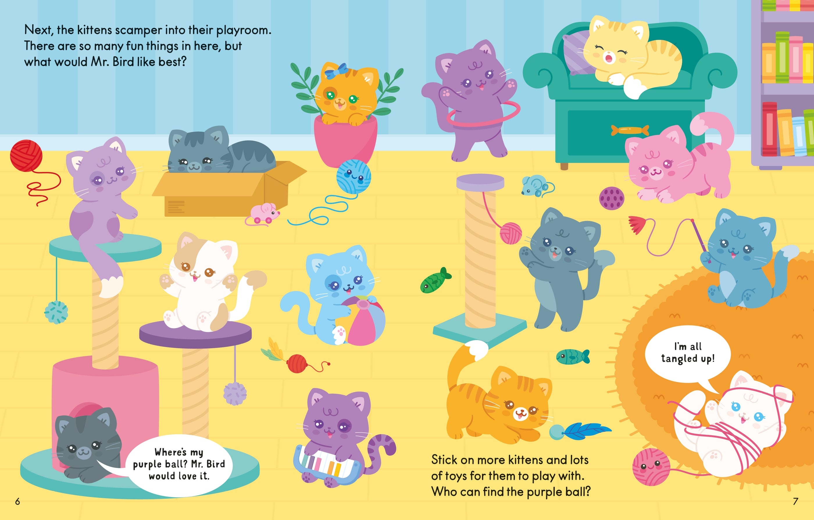 Detaliu din cartea „Cute Stickers Kittens”, Usborne – imaginea 6