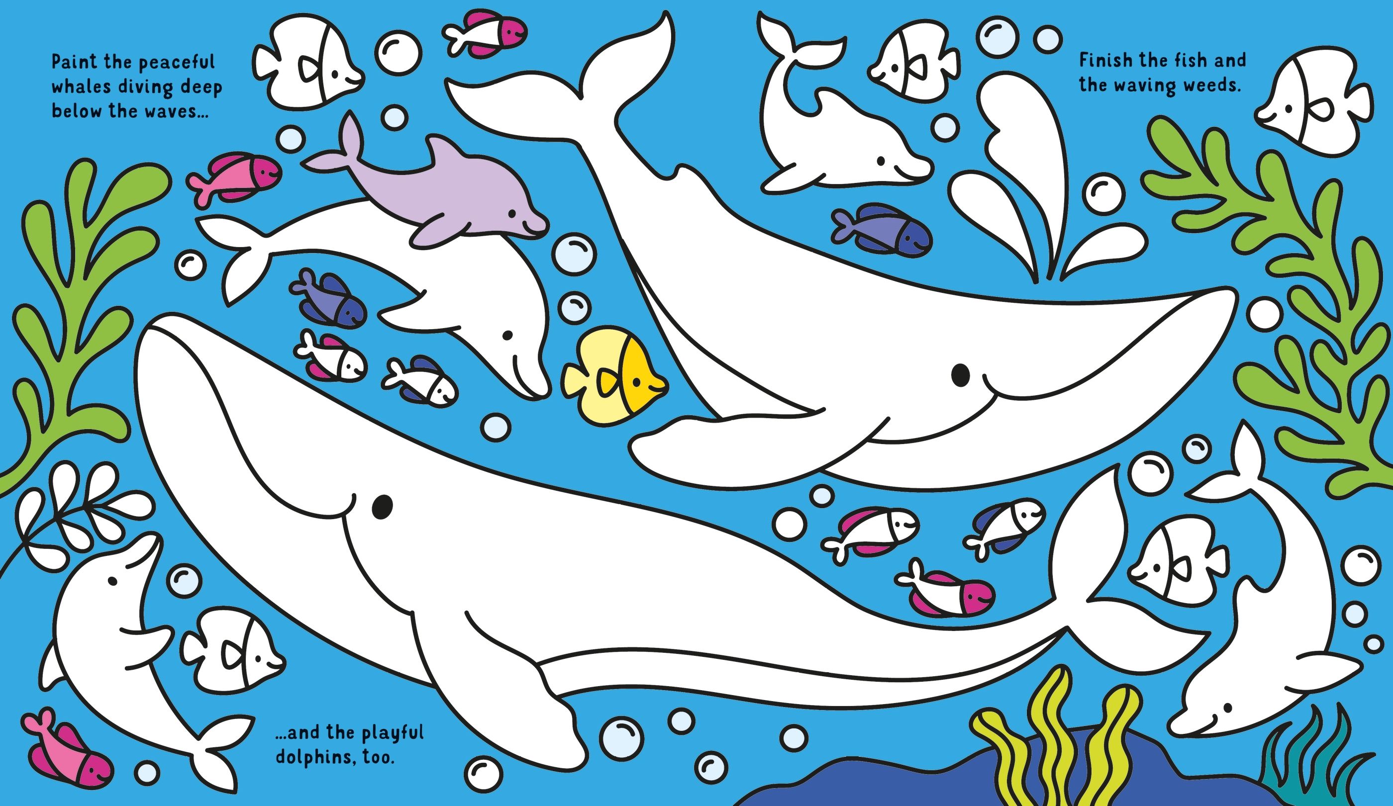 Magic Colour Under the Sea – Carte magică de colorat cu apă pentru copii 3+ ani, Usborne
