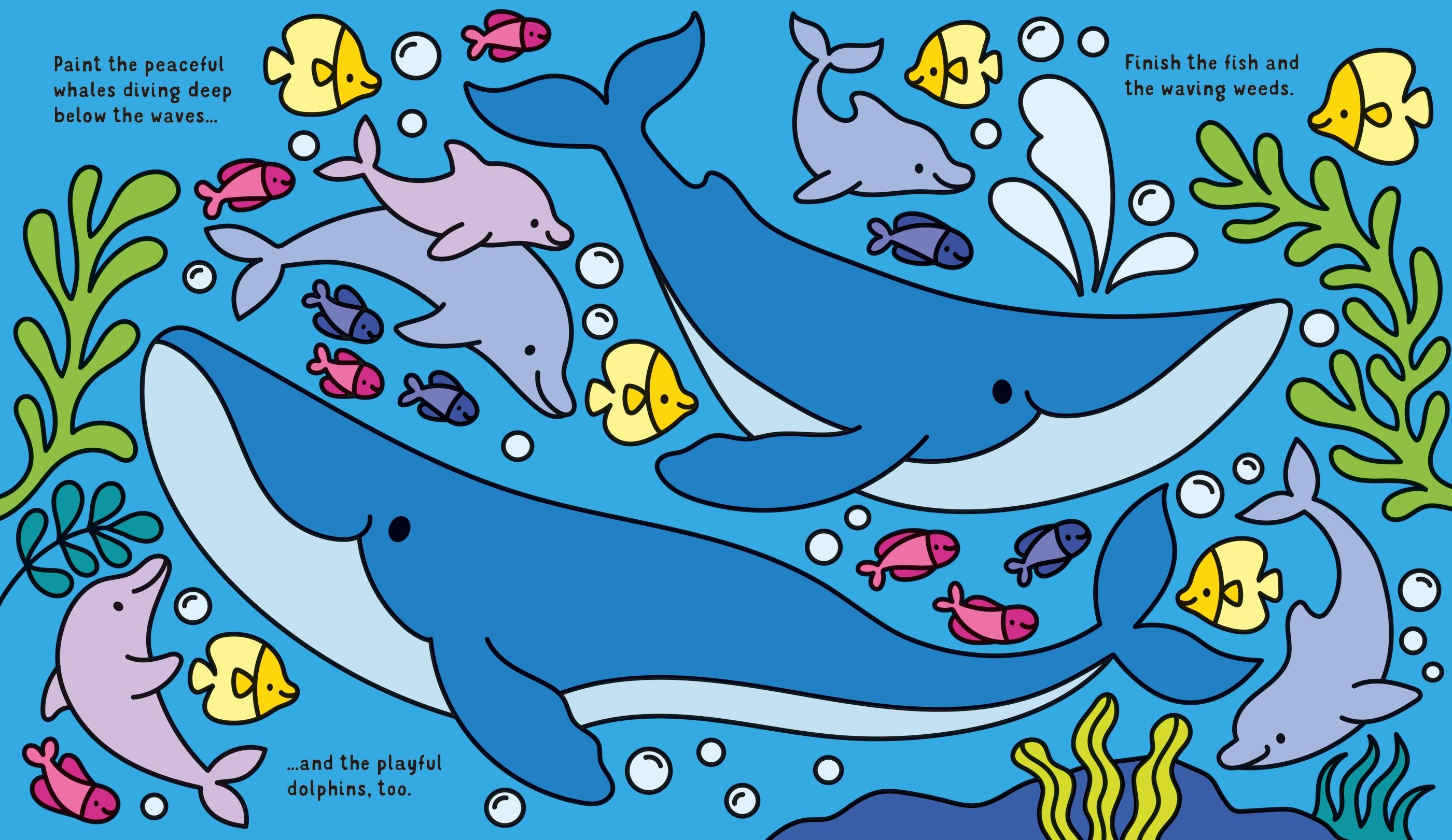 Magic Colour Under the Sea – Carte magică de colorat cu apă pentru copii 3+ ani, Usborne
