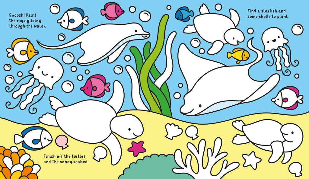 Magic Colour Under the Sea – Carte magică de colorat cu apă pentru copii 3+ ani, Usborne