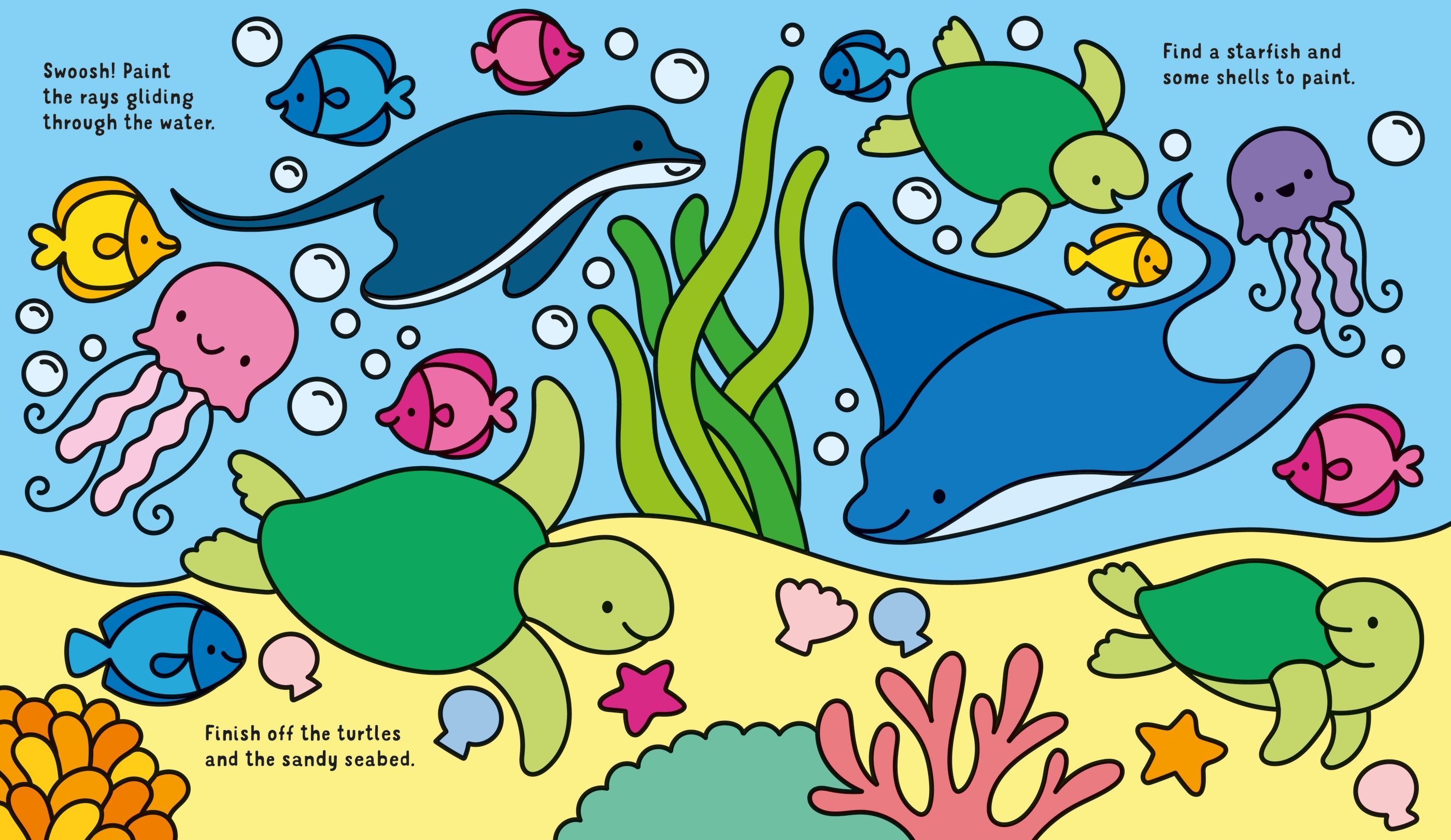Magic Colour Under the Sea – Carte magică de colorat cu apă pentru copii 3+ ani, Usborne