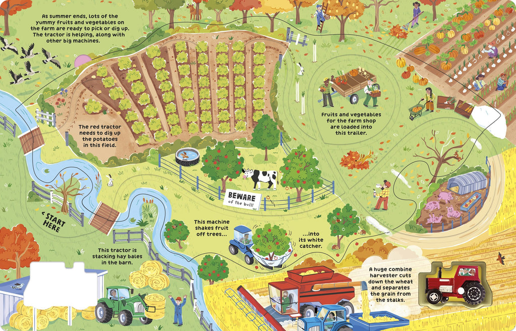Wind-up Tractor – Carte interactivă cu tractor pentru copii 3+ ani, Usborne
