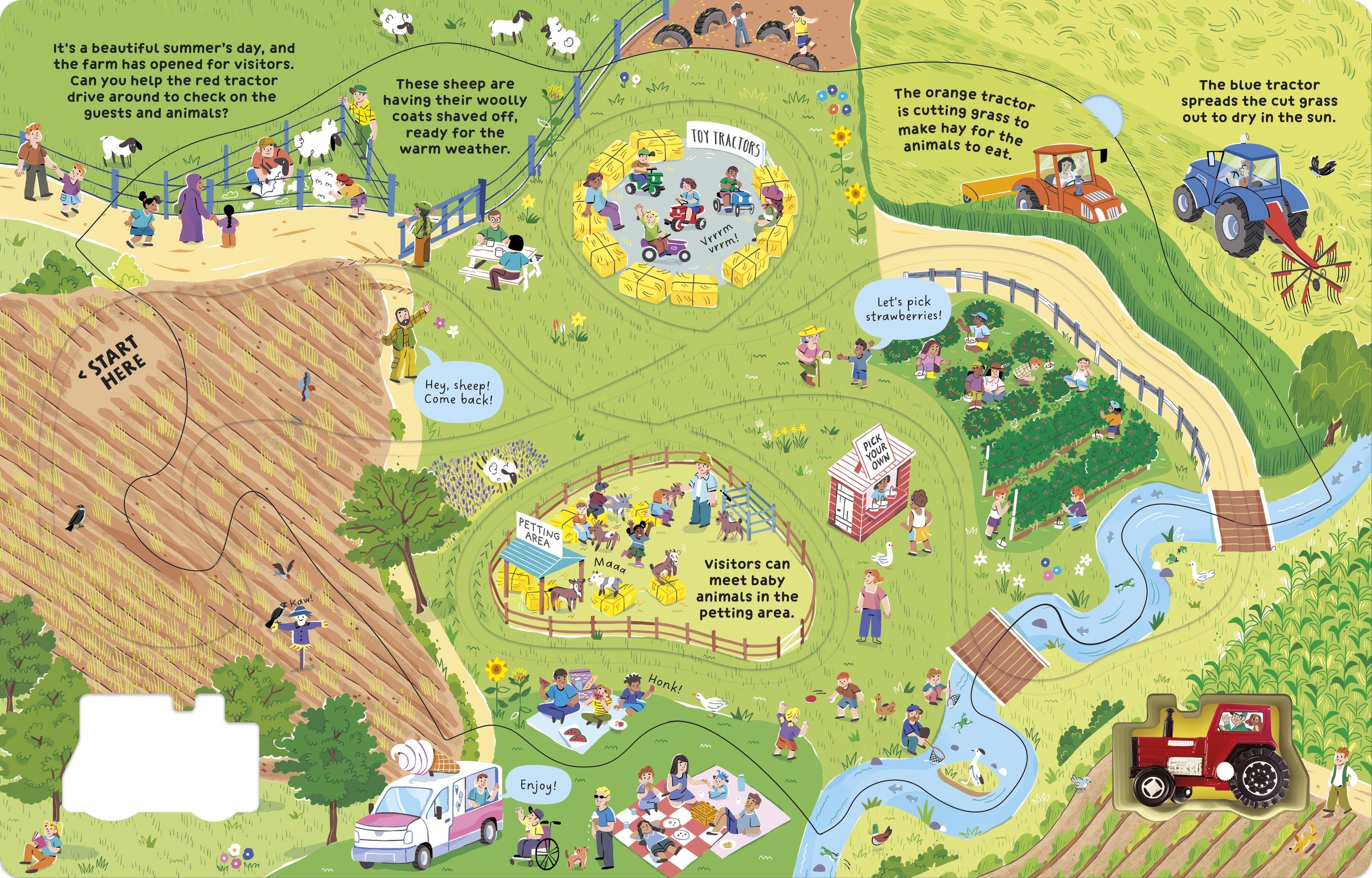 Wind-up Tractor – Carte interactivă cu tractor pentru copii 3+ ani, Usborne