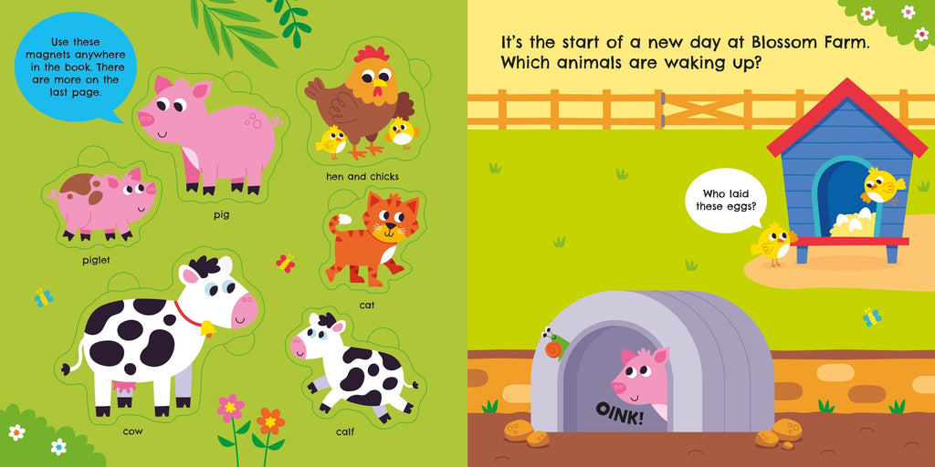 Farm Animals Magnet Book – Carte cu magneți pentru copii 3+ ani, Usborne