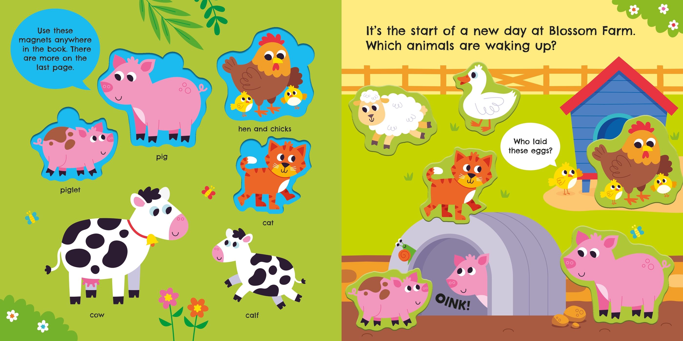 Farm Animals Magnet Book – Carte cu magneți pentru copii 3+ ani, Usborne