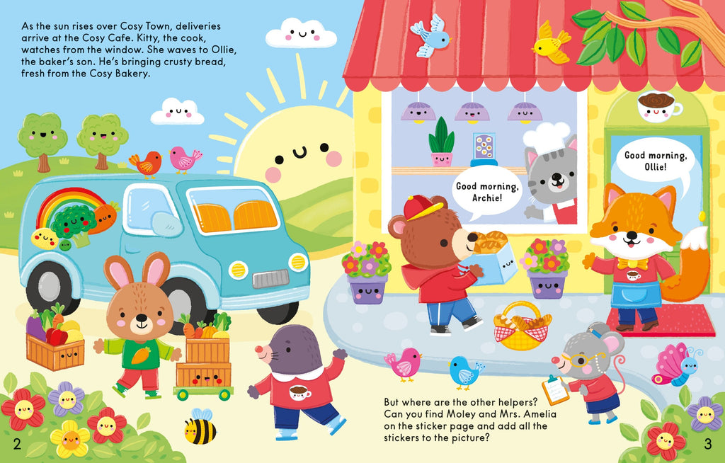 The Cosy Cafe Sticker Book – Carte cu stickere pentru copii 3+ ani, Usborne