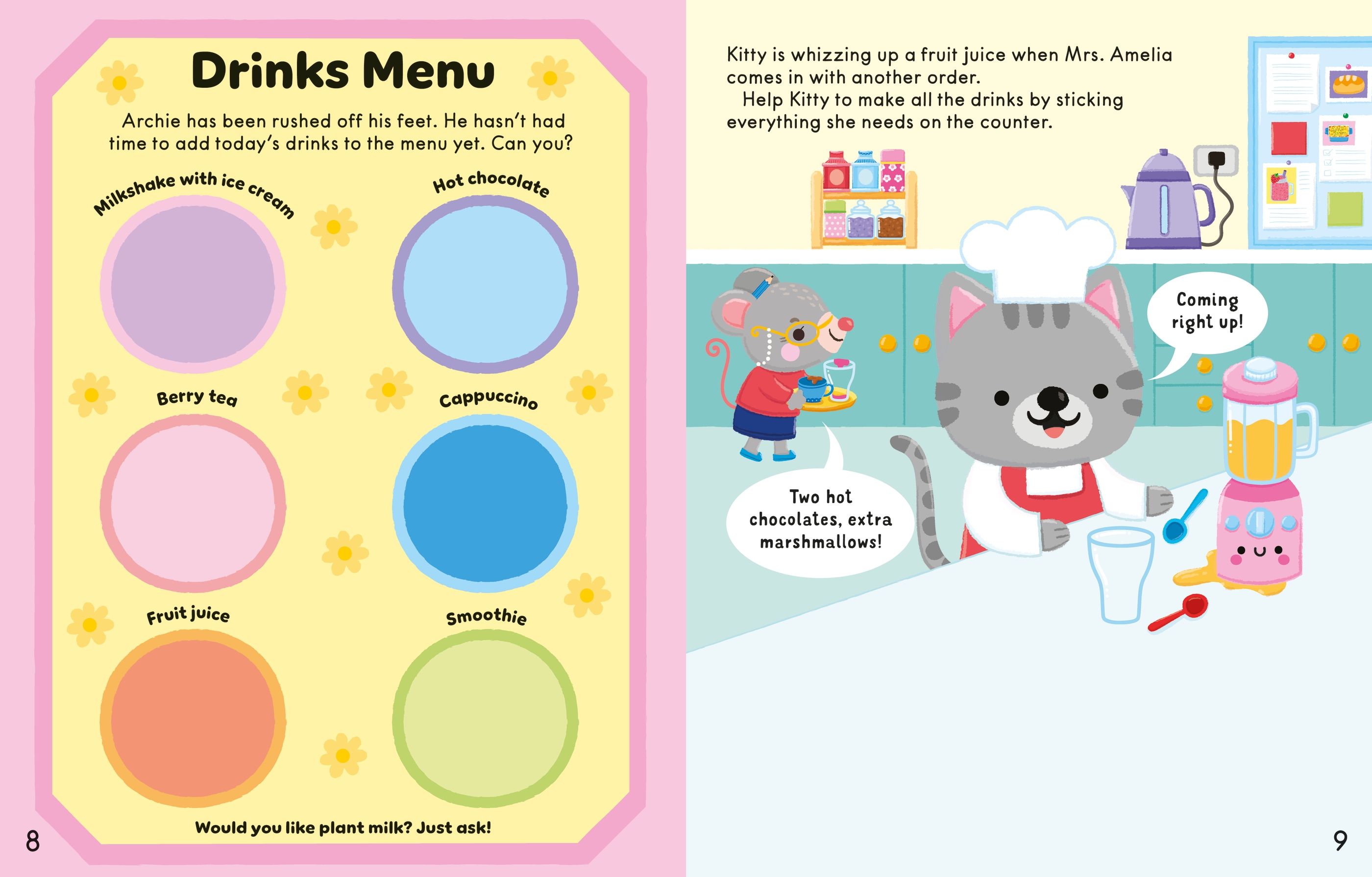 The Cosy Cafe Sticker Book – Carte cu stickere pentru copii 3+ ani, Usborne