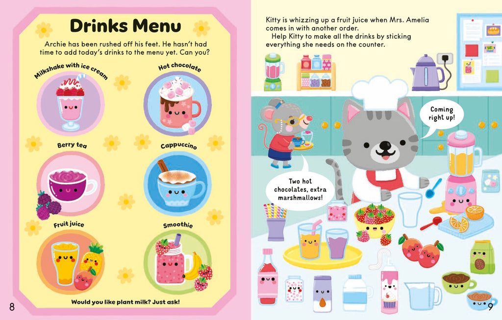 The Cosy Cafe Sticker Book – Carte cu stickere pentru copii 3+ ani, Usborne