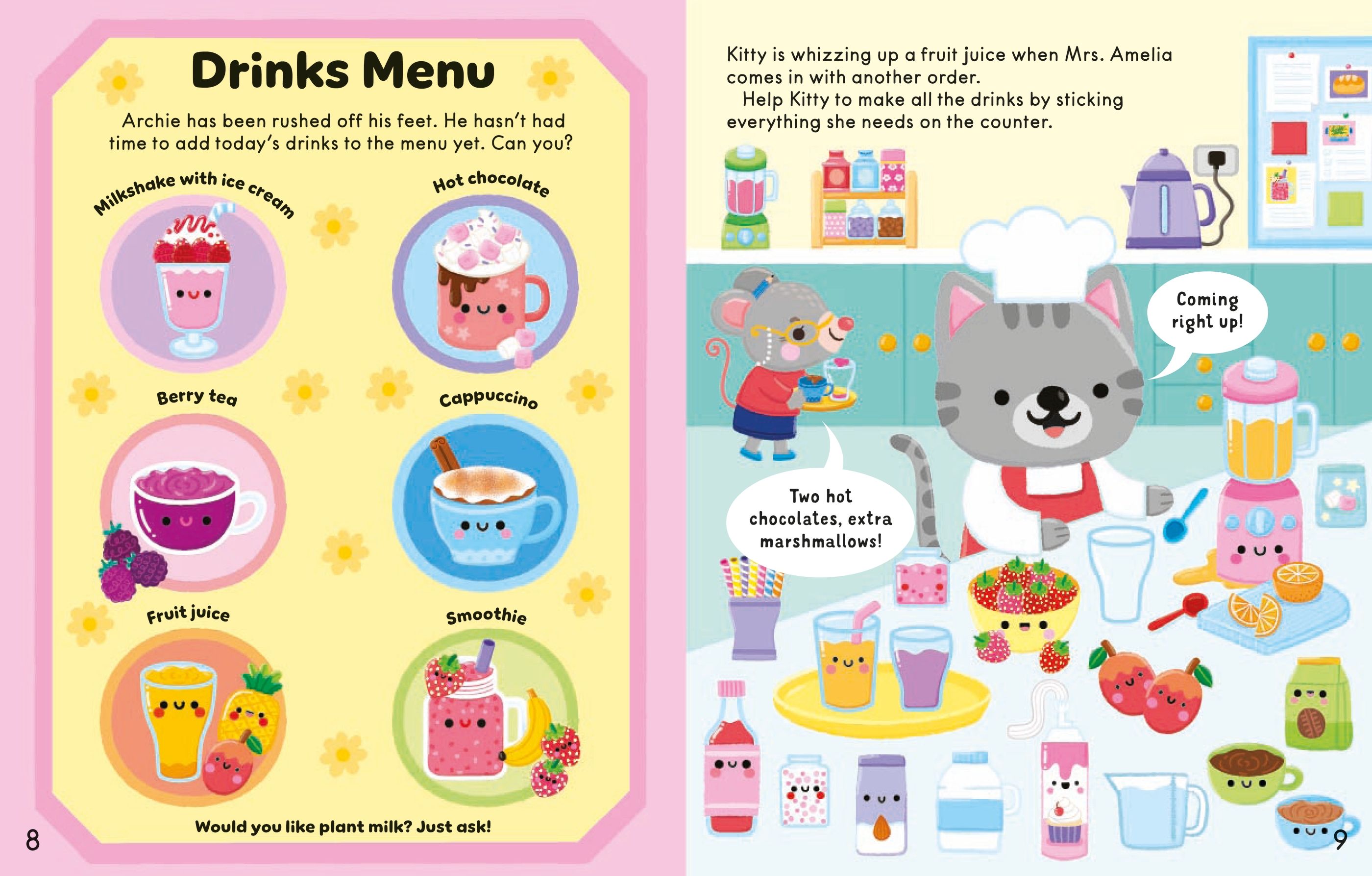 The Cosy Cafe Sticker Book – Carte cu stickere pentru copii 3+ ani, Usborne