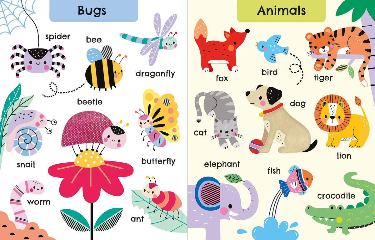 Touchy-Feely First Words – Carte senzorială cu primele cuvinte 12+ luni, Usborne