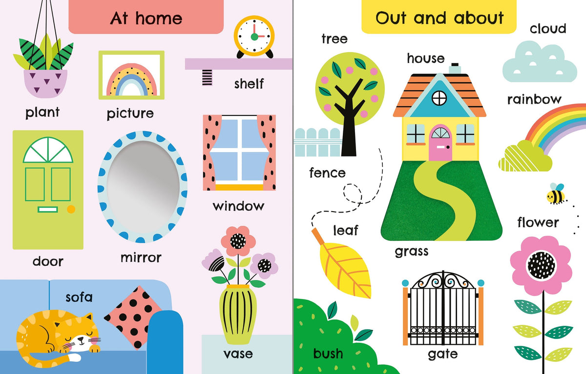 Touchy-Feely First Words – Carte senzorială cu primele cuvinte 12+ luni, Usborne