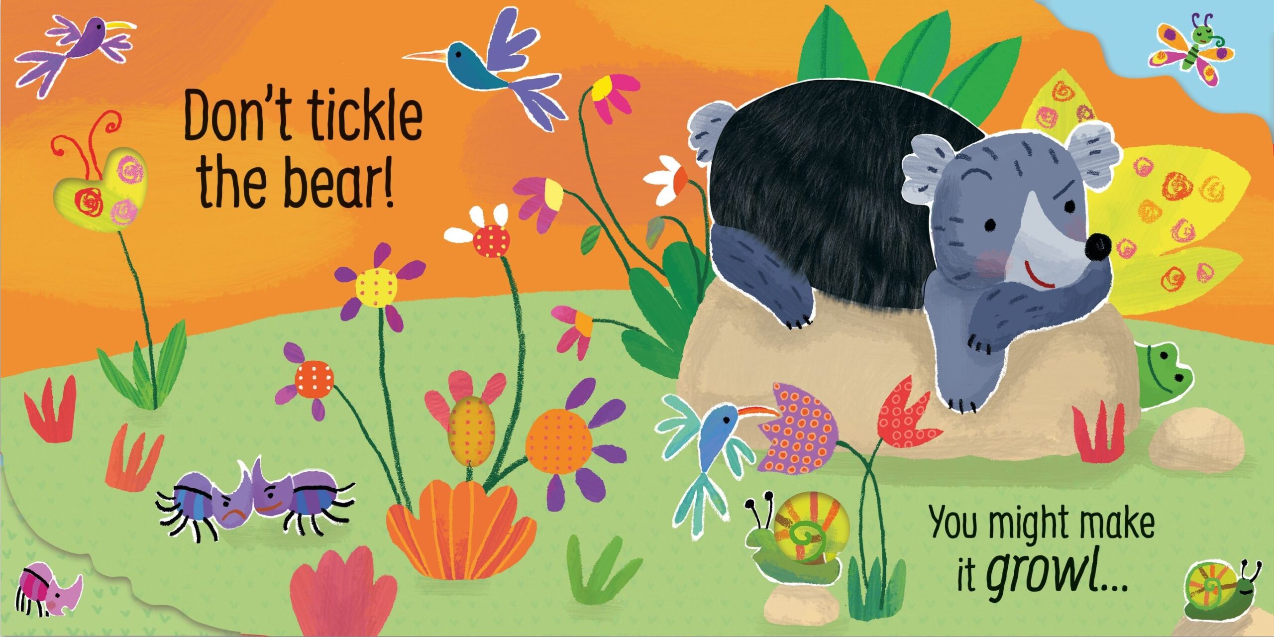 Usborne – Don't Tickle the Hippo! – Carte cu sunete pentru copii 6+ luni – carte pentru copii Usborne, detalii conținut
