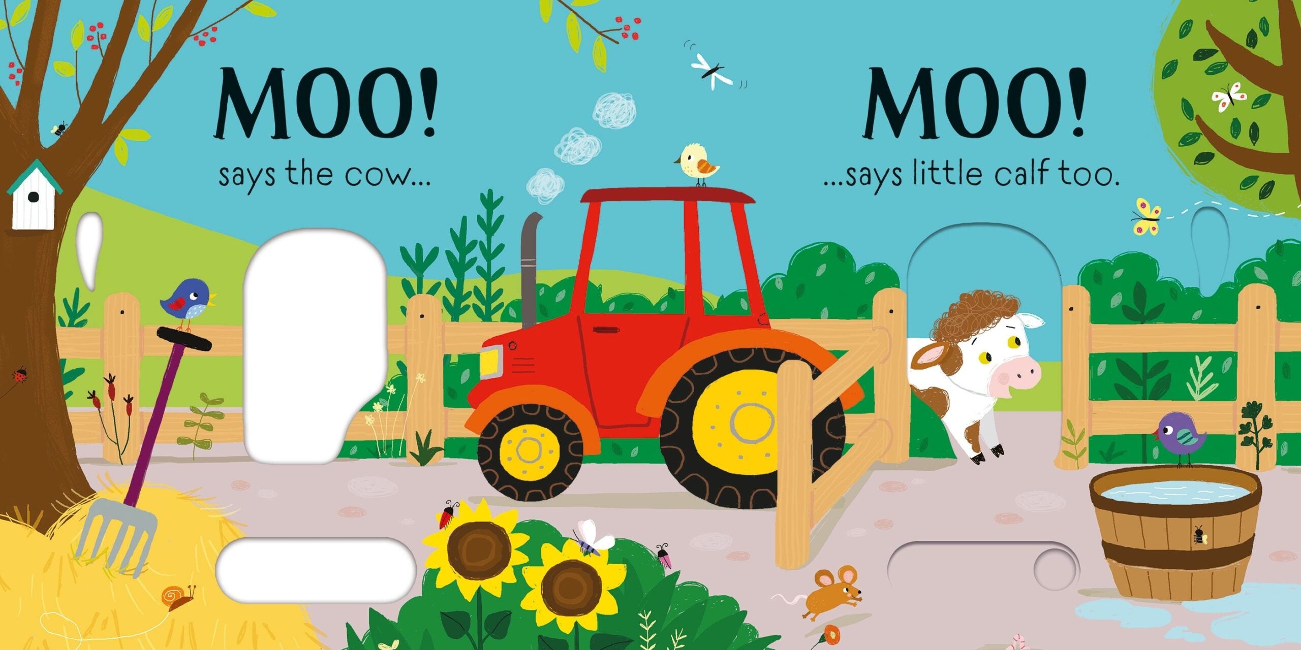 Usborne – Slider Sound Books Moo! – Carte cu sunete pentru copii 6+ luni – carte pentru copii Usborne, detalii conținut cu sunete