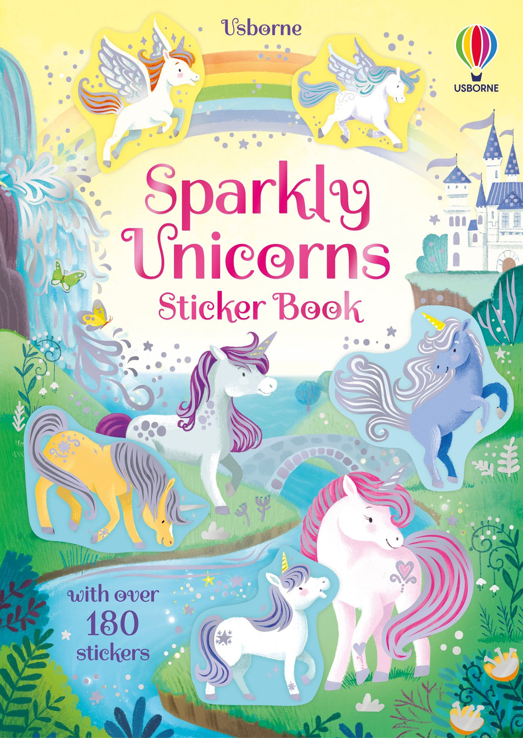 Usborne – Sparkly Unicorns Sticker Book – Carte cu stickere pentru copii 3+ ani – carte pentru copii Usborne, copertă