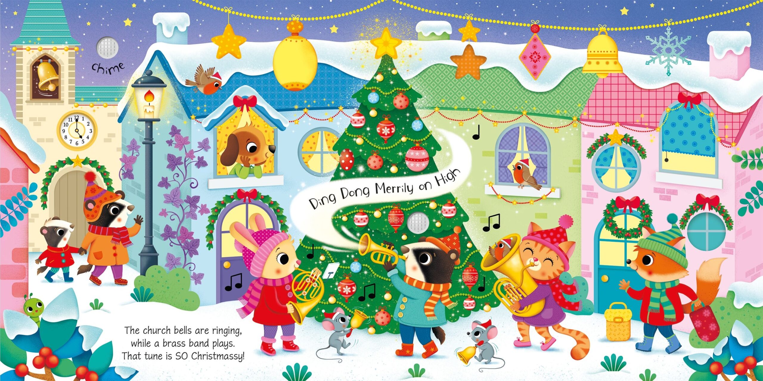 Usborne – Jingle Bells Sound Book – Carte cu sunete pentru copii 12+ luni – carte pentru copii Usborne, detalii conținut cu sunete