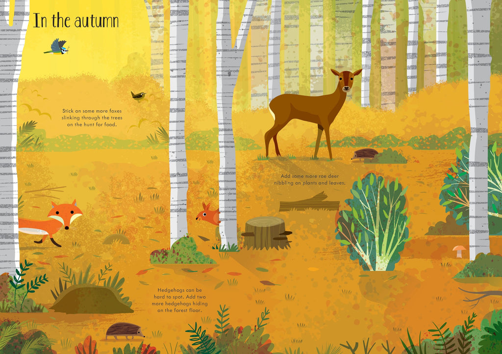 Usborne – Little First Stickers Woodlands – Carte cu stickere pentru copii 3+ ani – carte pentru copii Usborne, pagini interior ilustrate